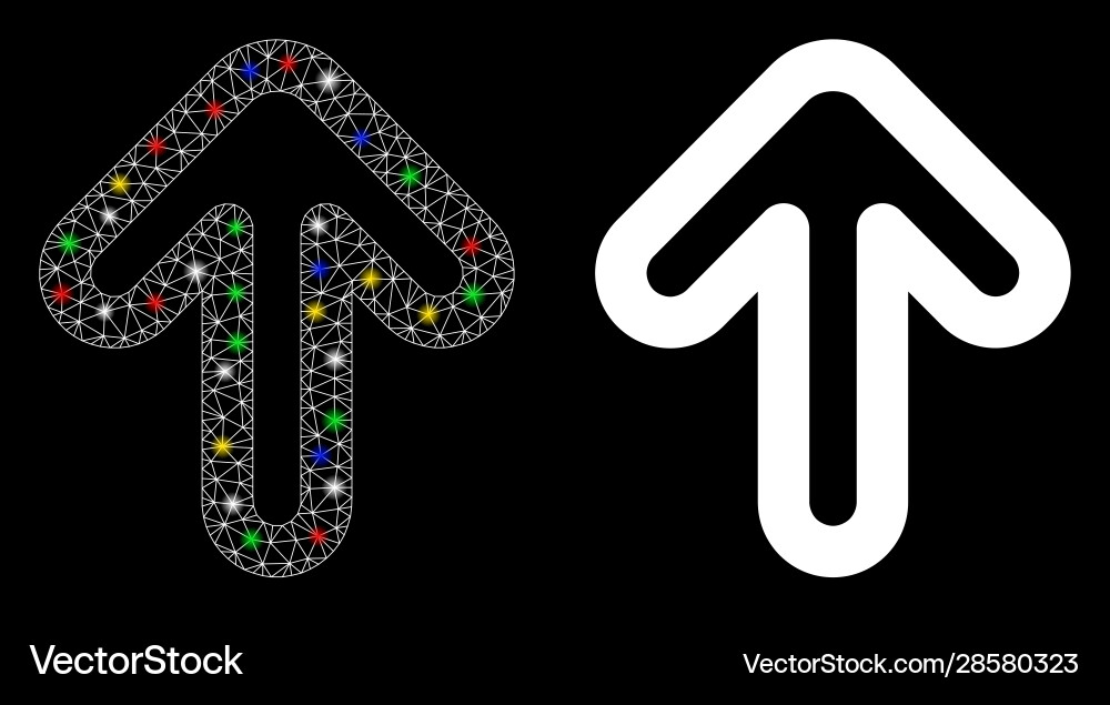 Flare mesh wire frame up arrow icon with Flare mesh wire frame up arrow icon with vector image