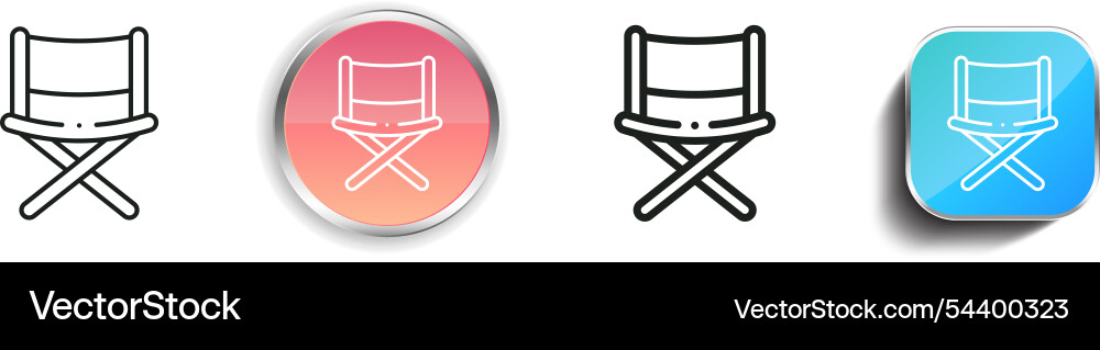 Folding chair icon thin linear regular and button Folding chair icon thin linear regular and button vector image