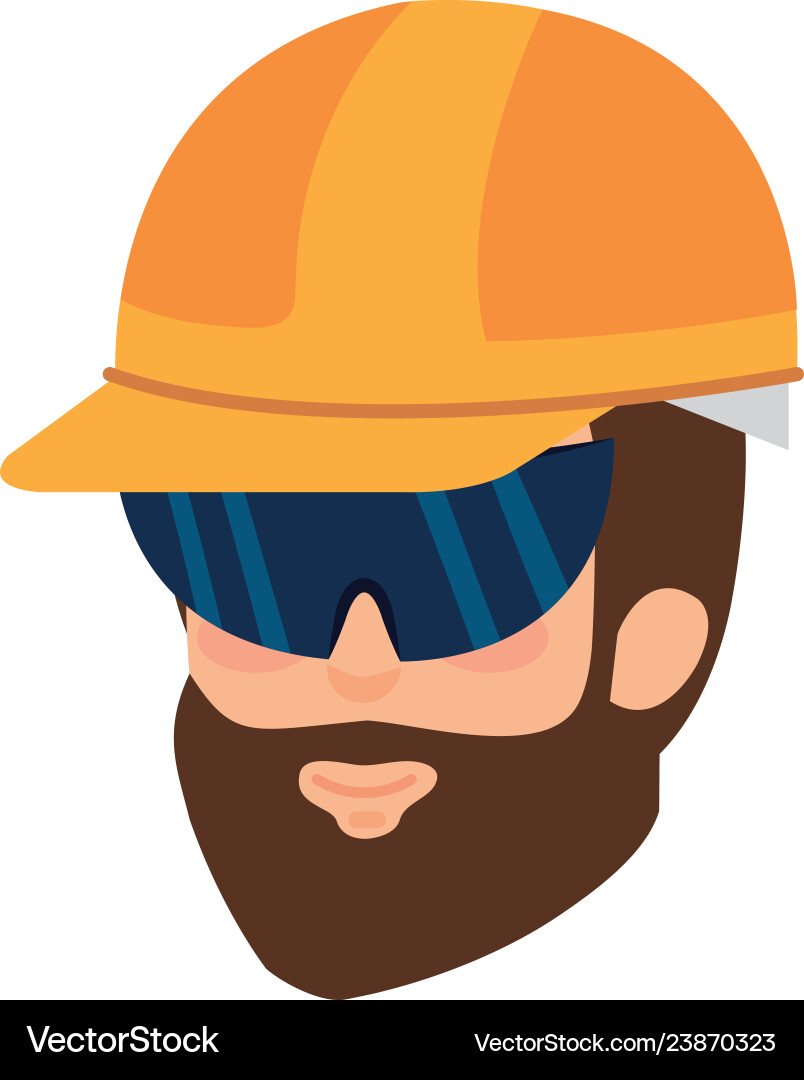 Head builder constructor with helmet and goggles Head builder constructor with helmet and goggles vector image