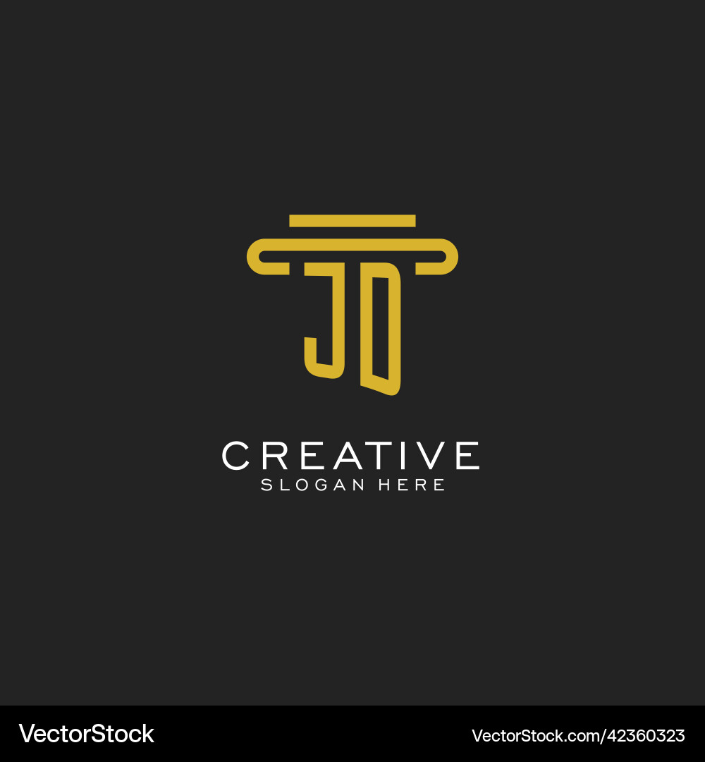 Jd initial logo with simple pillar style design Vector Image