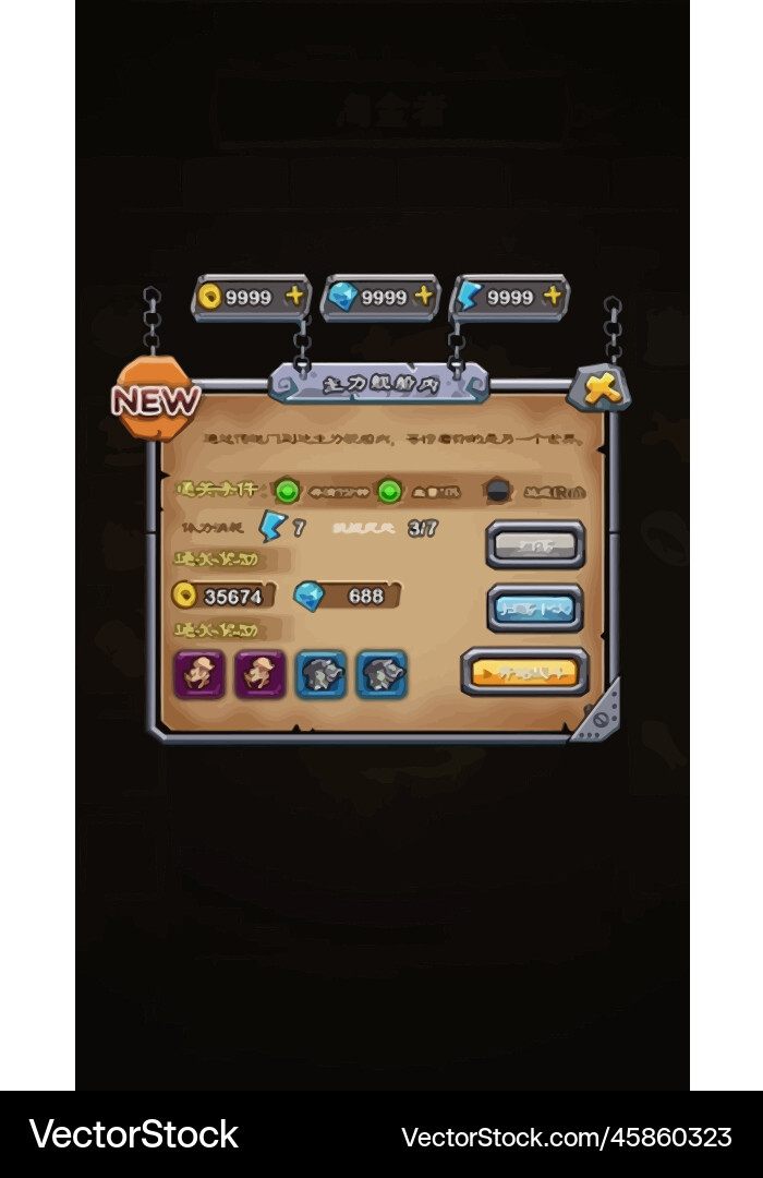Komplettes Set von Level-Taste Spiel ui Pop-up-Symbol Vektorbild