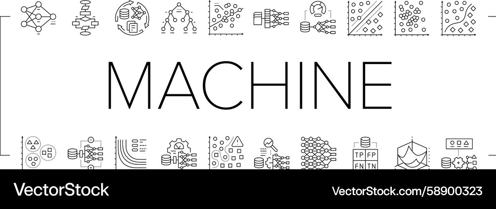 Machine Learning Algorithm Icons Vector Image