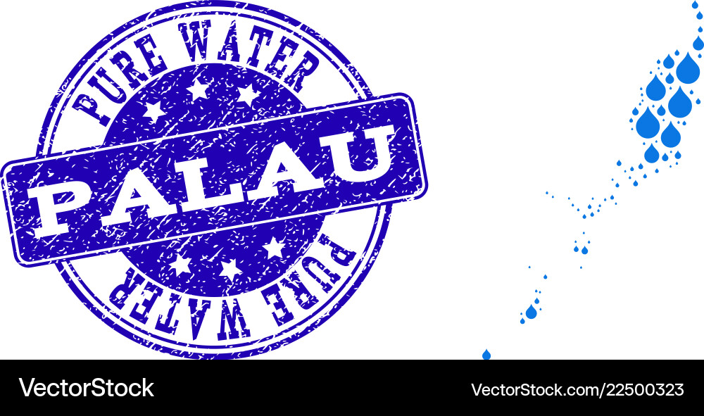 Mosaic map of palau islands with water tears Mosaic map of palau islands with water tears vector image