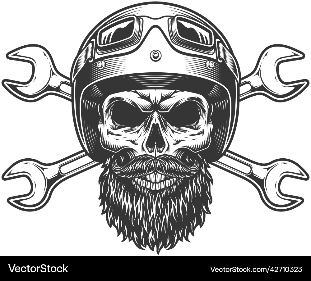 Motorcycle rider skull in moto helmet Motorcycle rider skull in moto helmet Vector Image