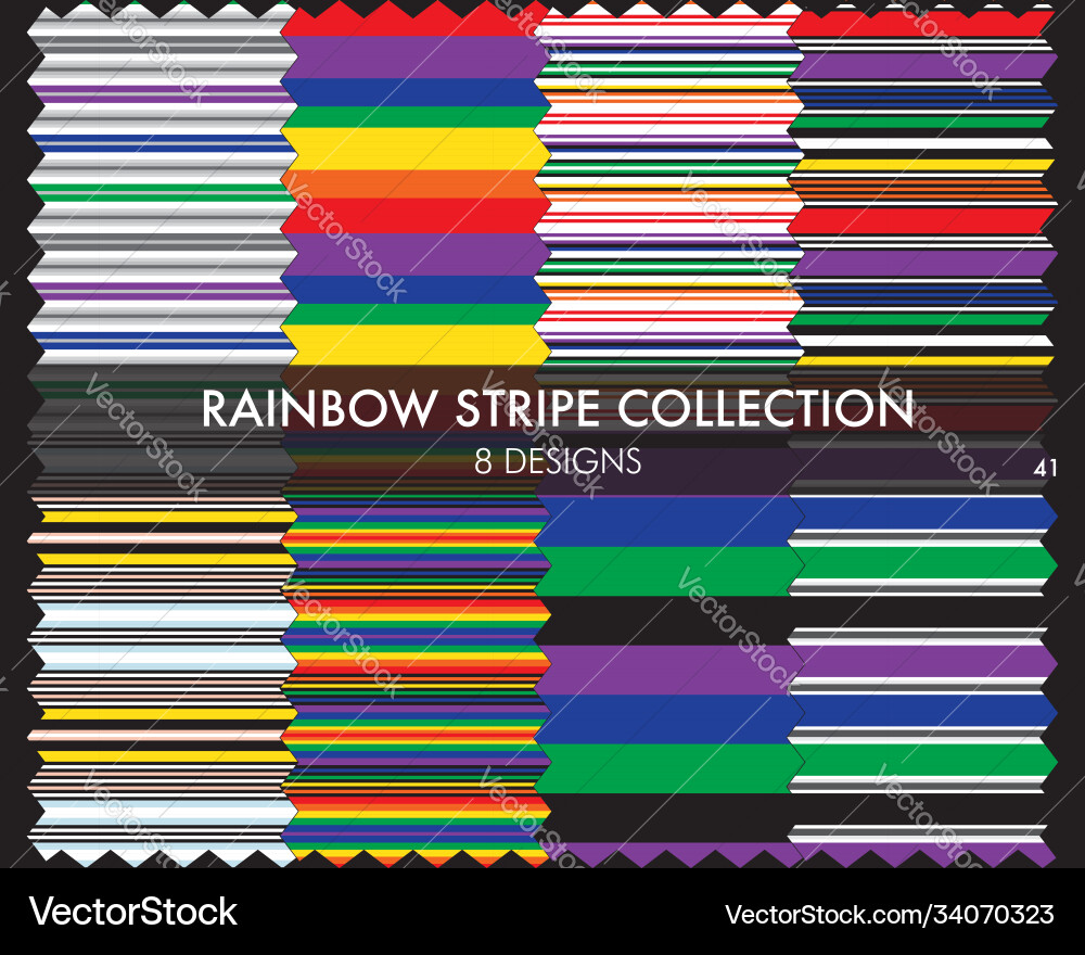 Rainbow stripe seamless pattern collection Vector Image