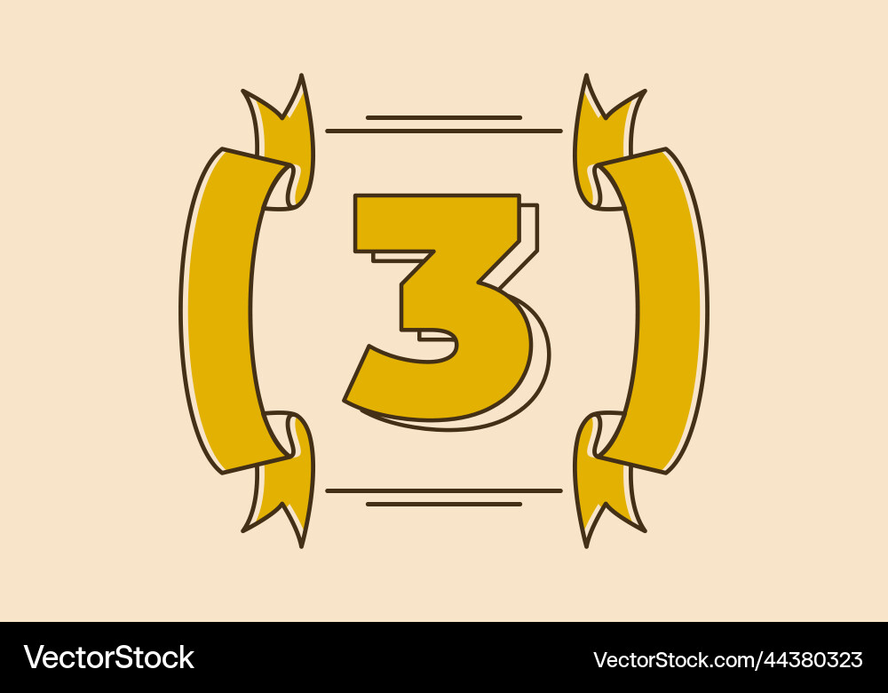 Retro frame with number three Retro frame with number three vector image