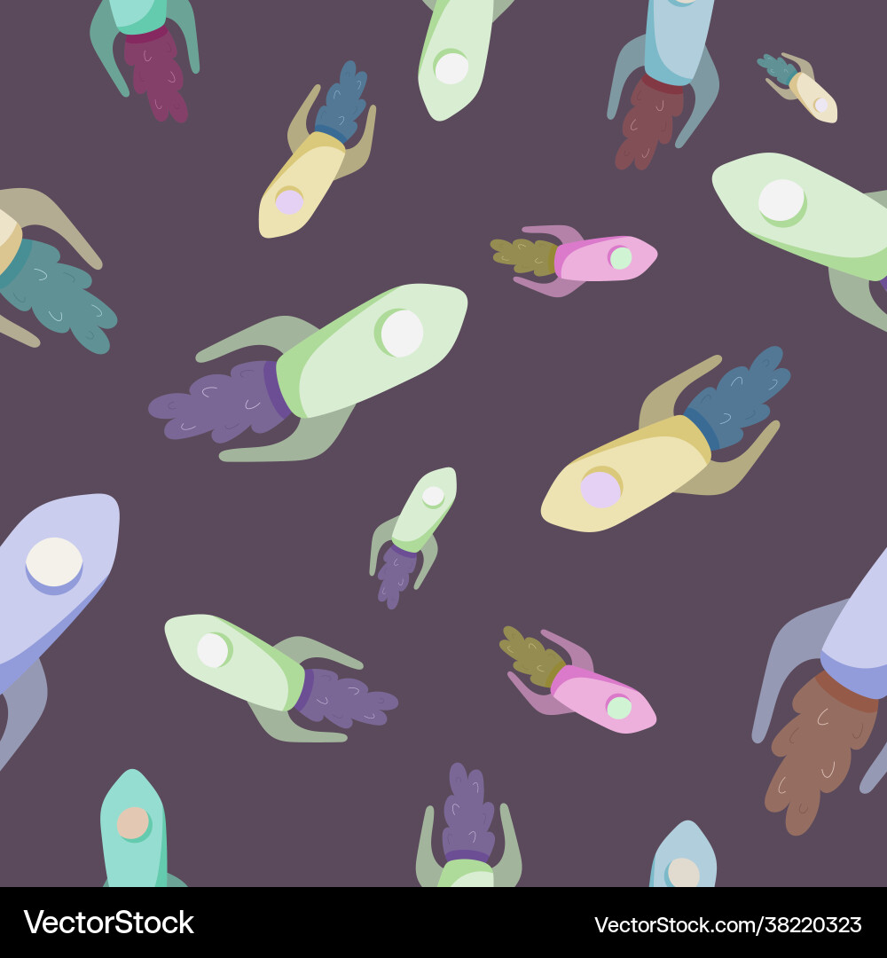 Seamless pattern with rockets in space Seamless pattern with rockets in space vector image