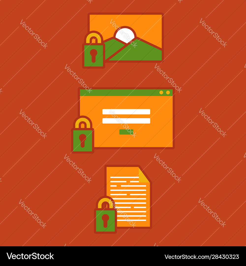 Set file picture and login web security icon Set file picture and login web security icon vector image