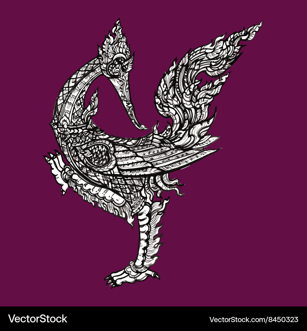 Thai traditional swan on purple background Vector Image