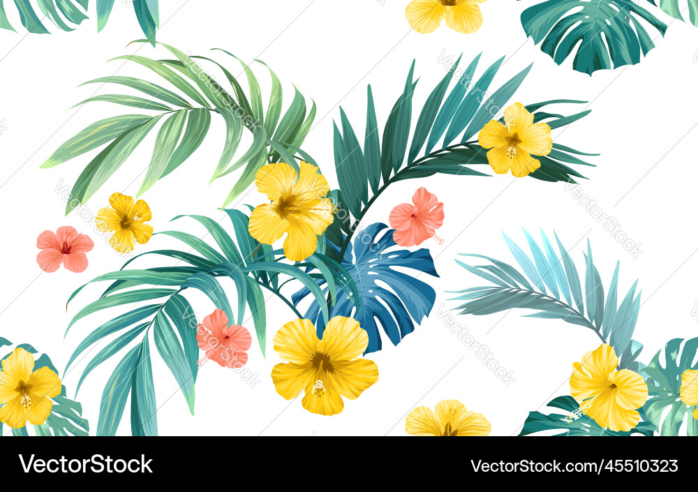 Tropical pattern with green monstera leaves vector image