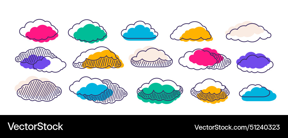 Vivid clouds set with lines striped structures Vivid clouds set with lines striped structures vector image