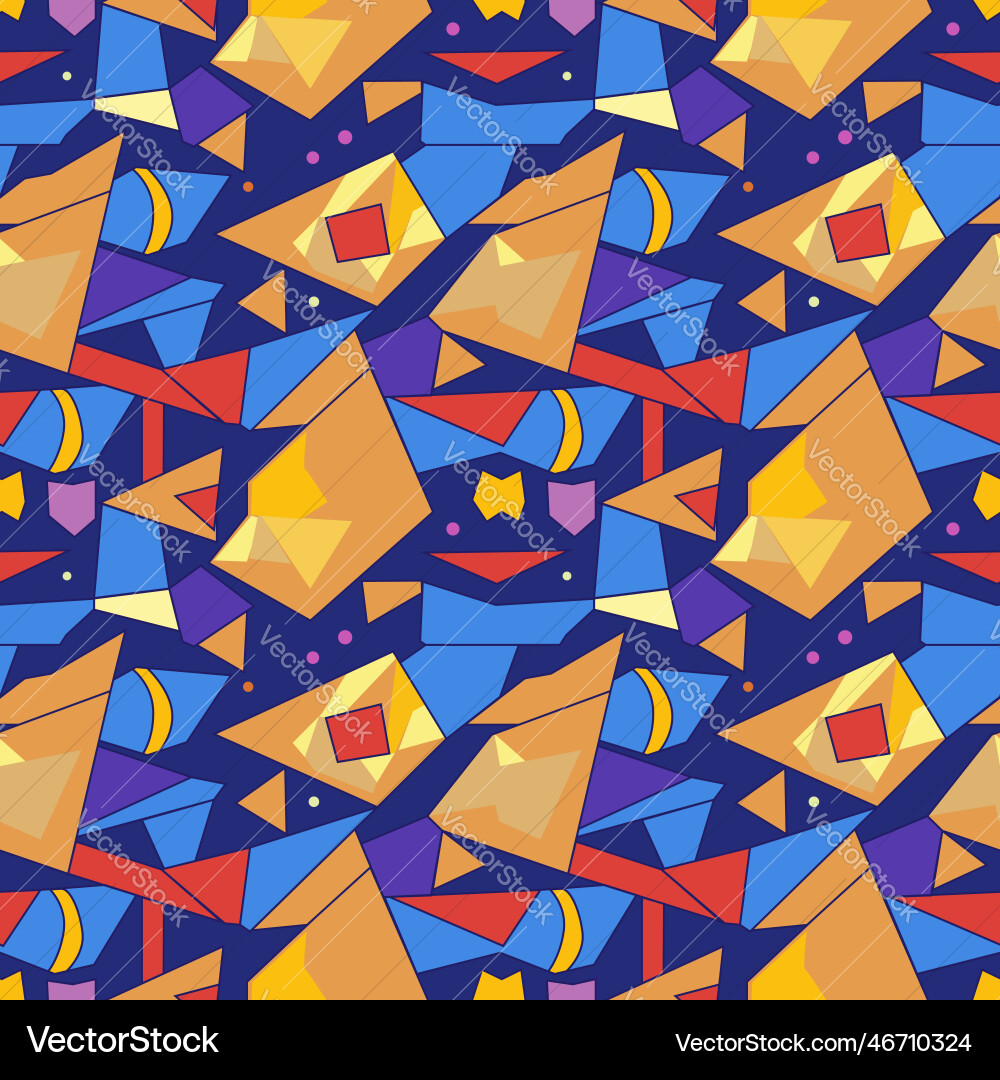A set of seamless patterns with geometric shapes A set of seamless patterns with geometric shapes Vector Image