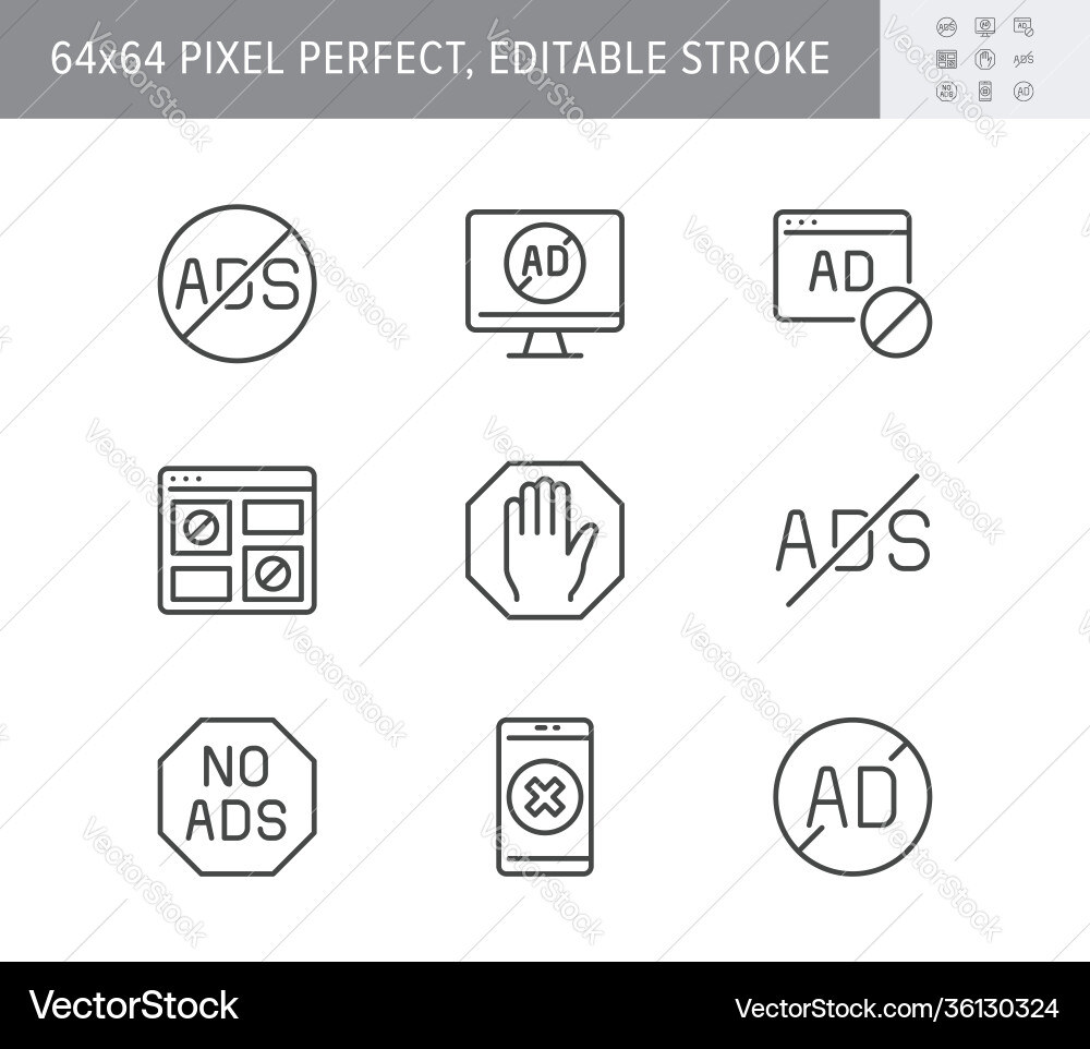 Ads block line icons Ads block line icons vector image