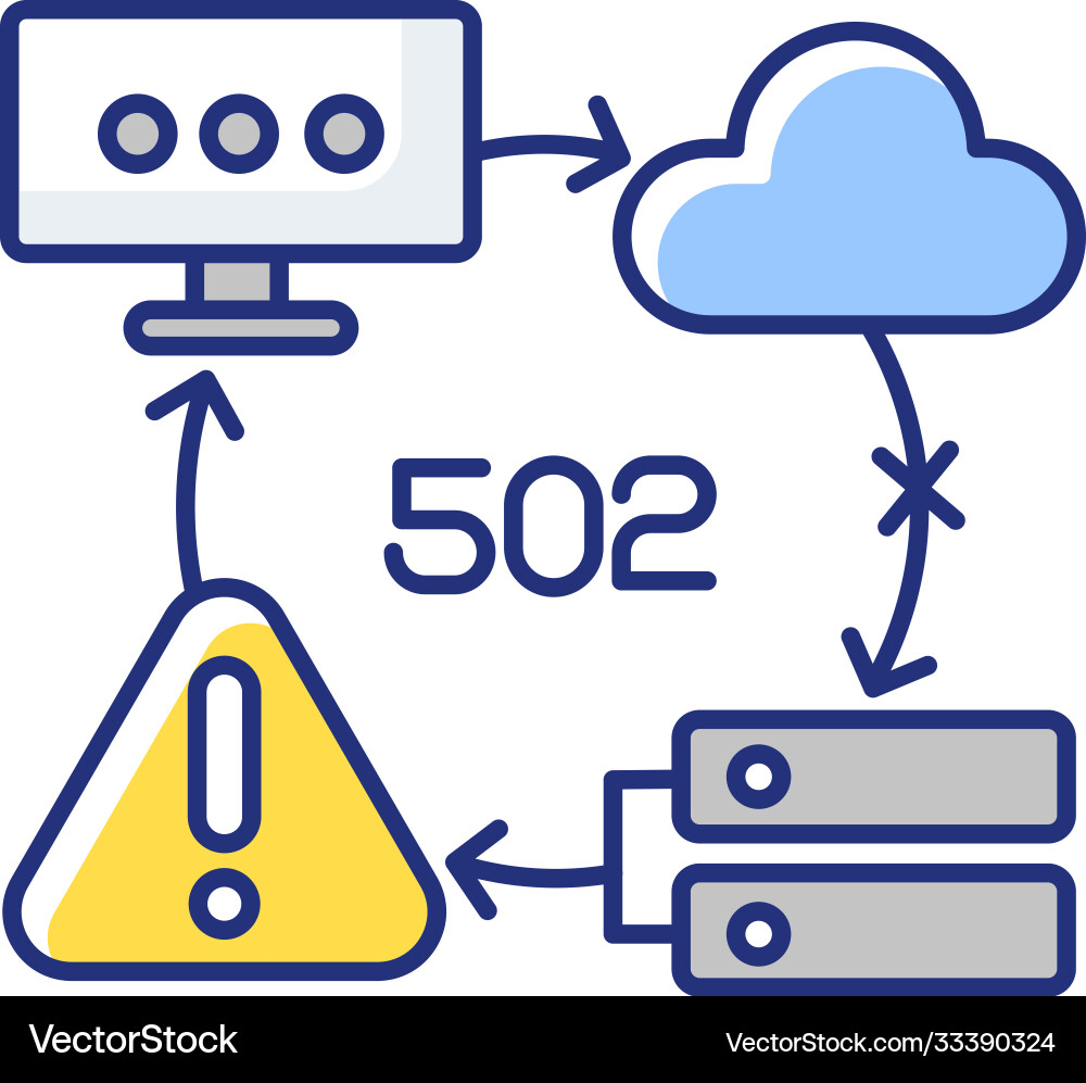 Bad gateway notification rgb color icon Bad gateway notification rgb color icon vector image