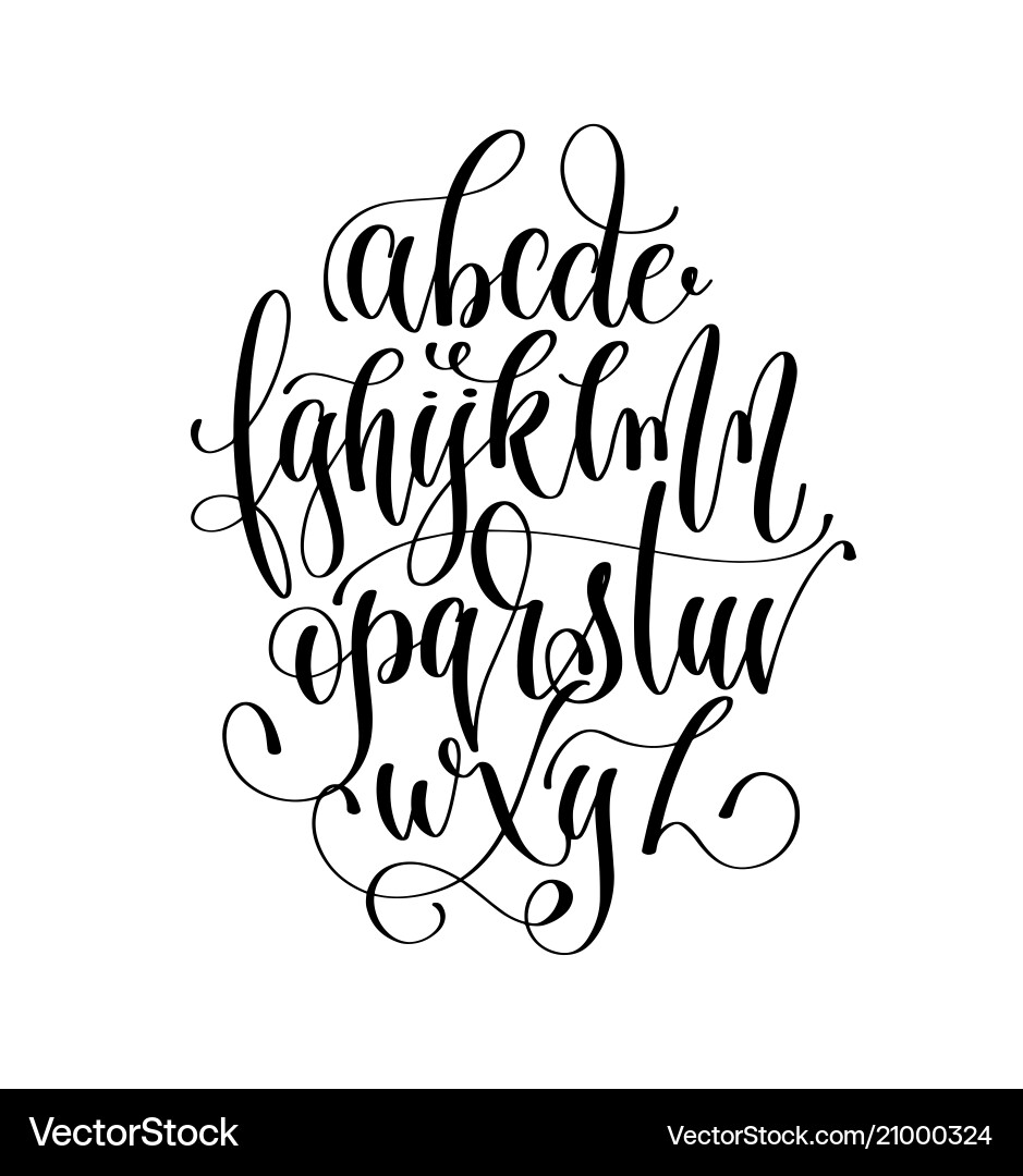 Black and white hand lettering alphabet design Black and white hand lettering alphabet design vector image