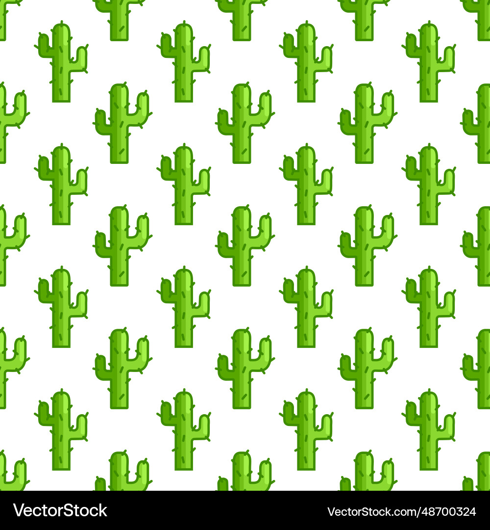 Cactus pattern in game style pixel prickly plant Vector Image