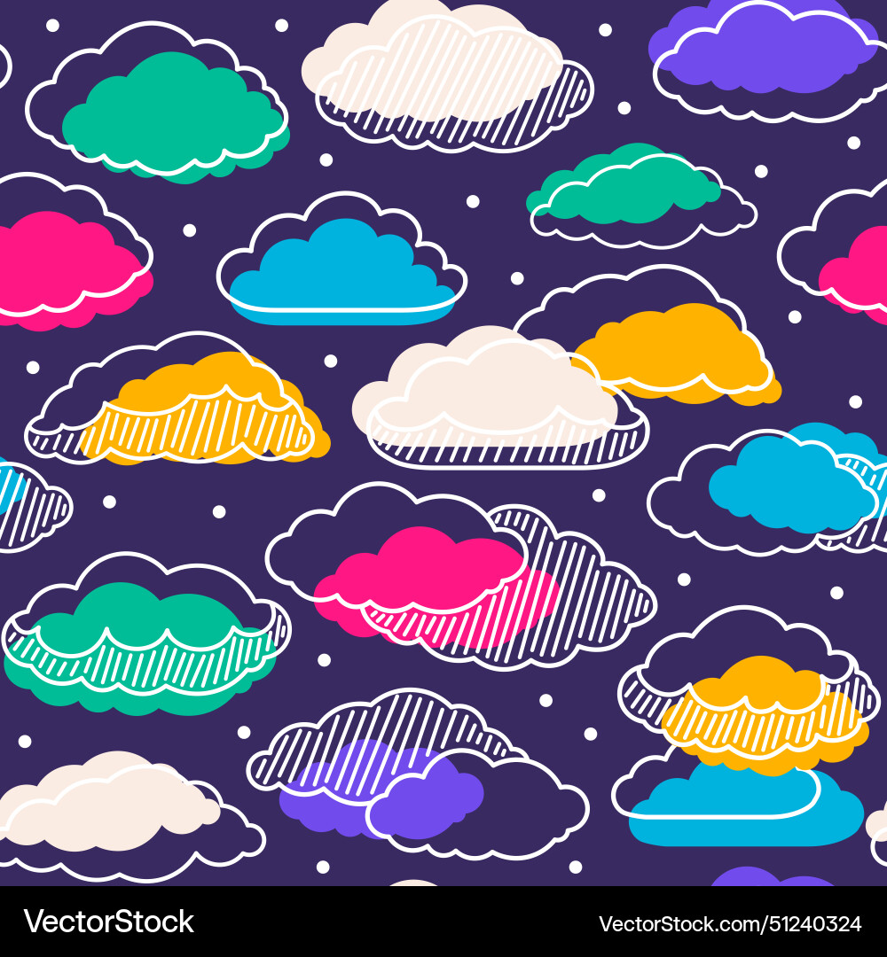 Cloud seamless pattern with lines striped Cloud seamless pattern with lines striped vector image