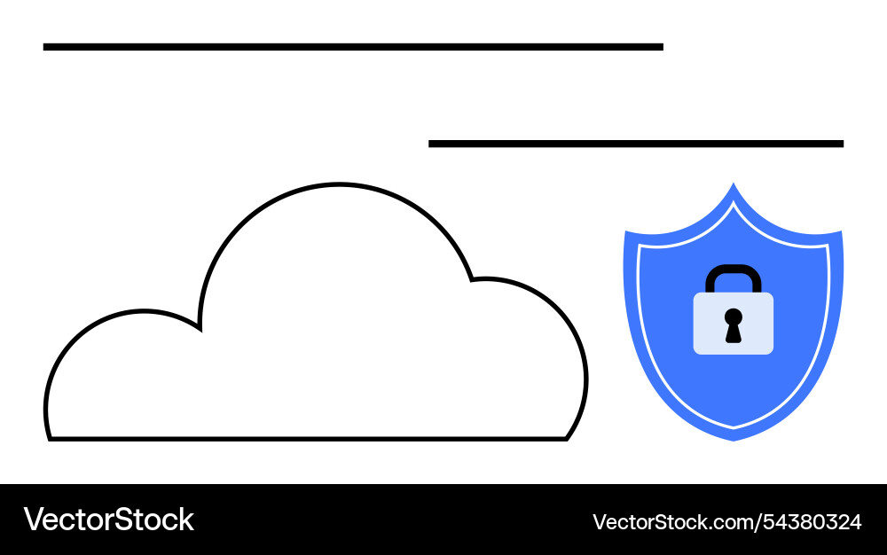 Cloud security concept with shield and lock Cloud security concept with shield and lock vector image