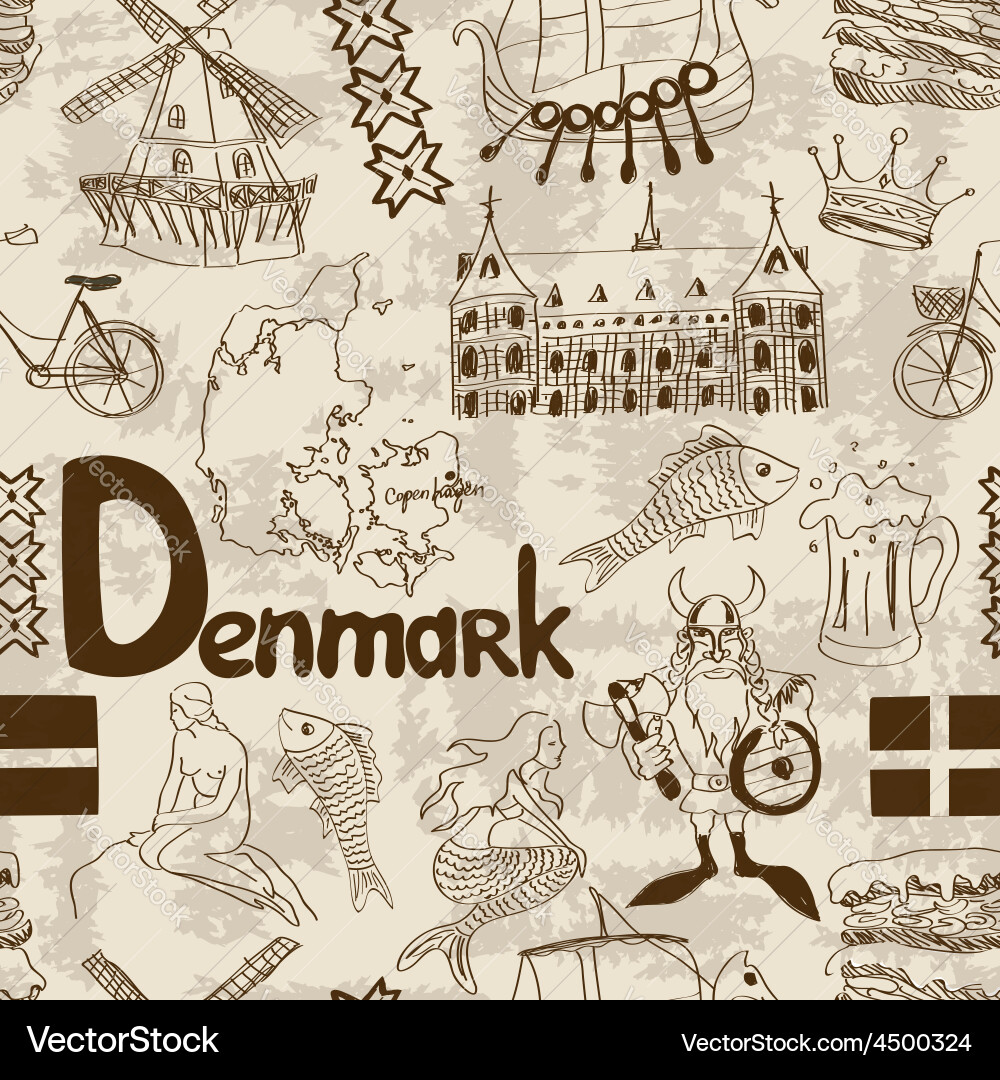 Denmark Sketch Pattern vector image