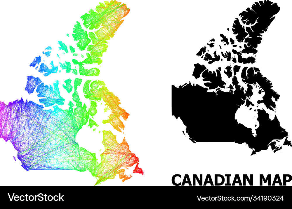Hatched map canada with spectrum gradient Vector Image