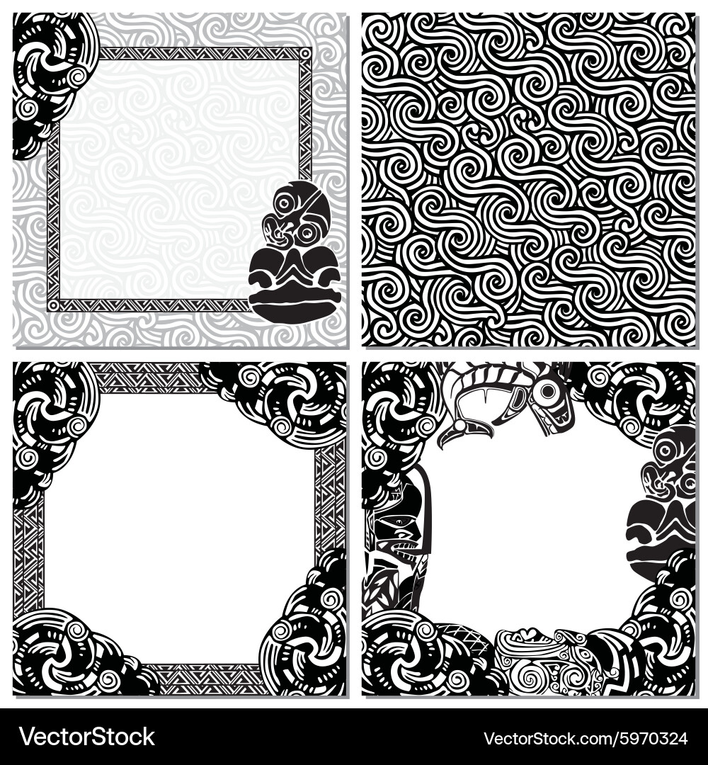 Maori Pattern Backgrounds & Frames vector image