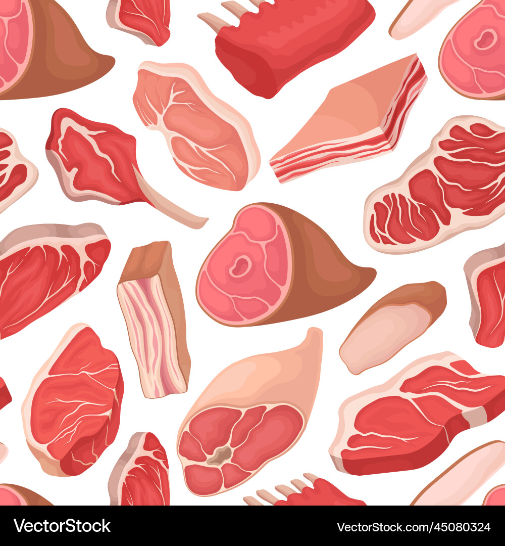 Meat products seamless pattern design with beef Meat products seamless pattern design with beef vector image