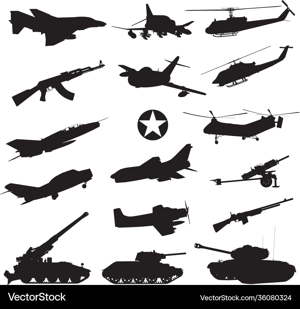 Military silhouettes set Military silhouettes set vector image