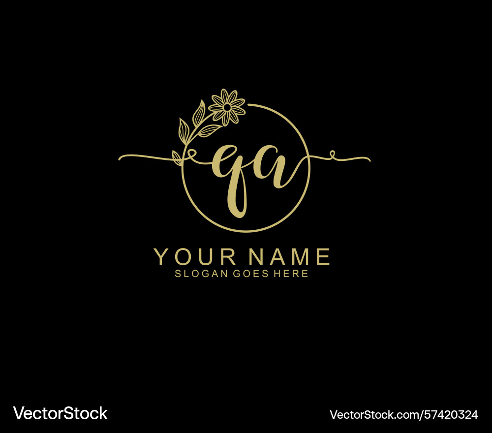 Minimalist floral qa initial logo for personal Vector Image