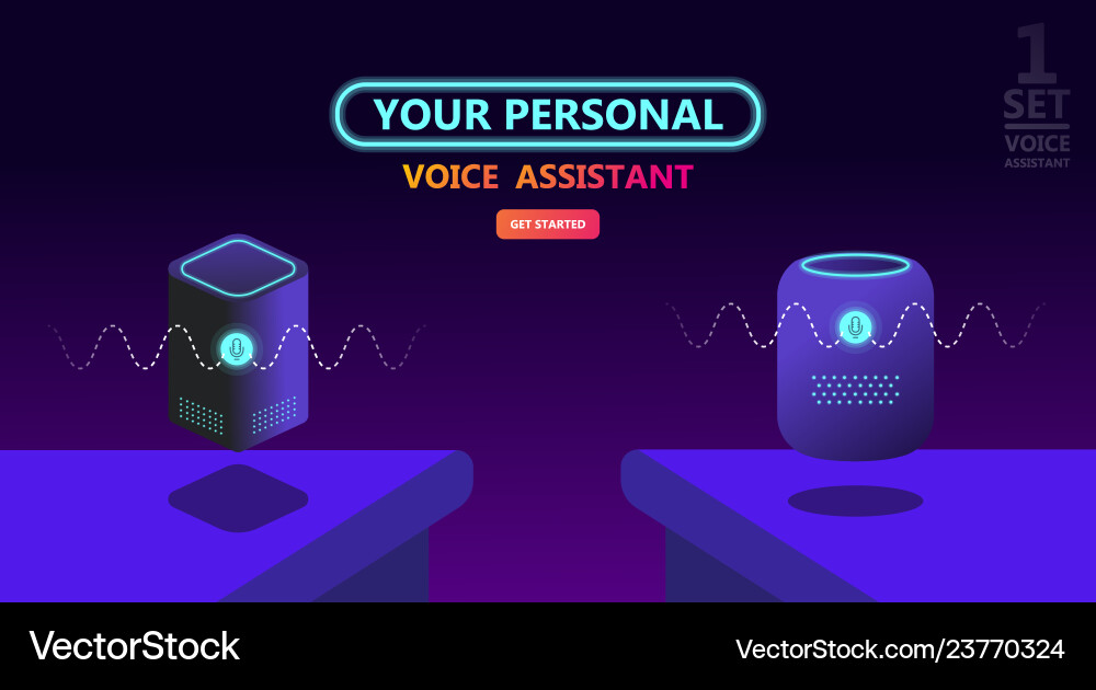 Modern smart speaker voice command device Modern smart speaker voice command device Vector Image
