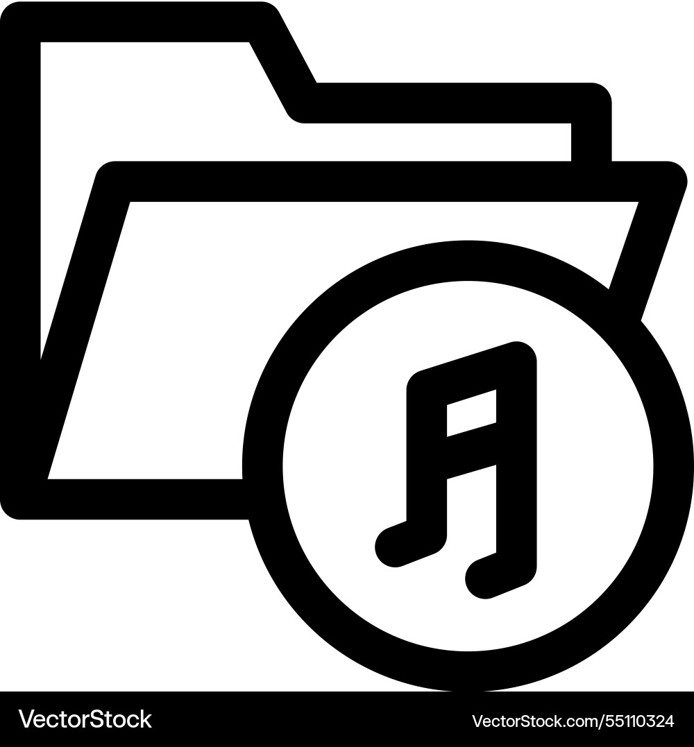 Music folder icon thin linear style design vector image