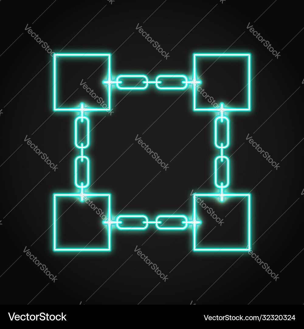 Neon Blockchain Symbol Icon Vector Image