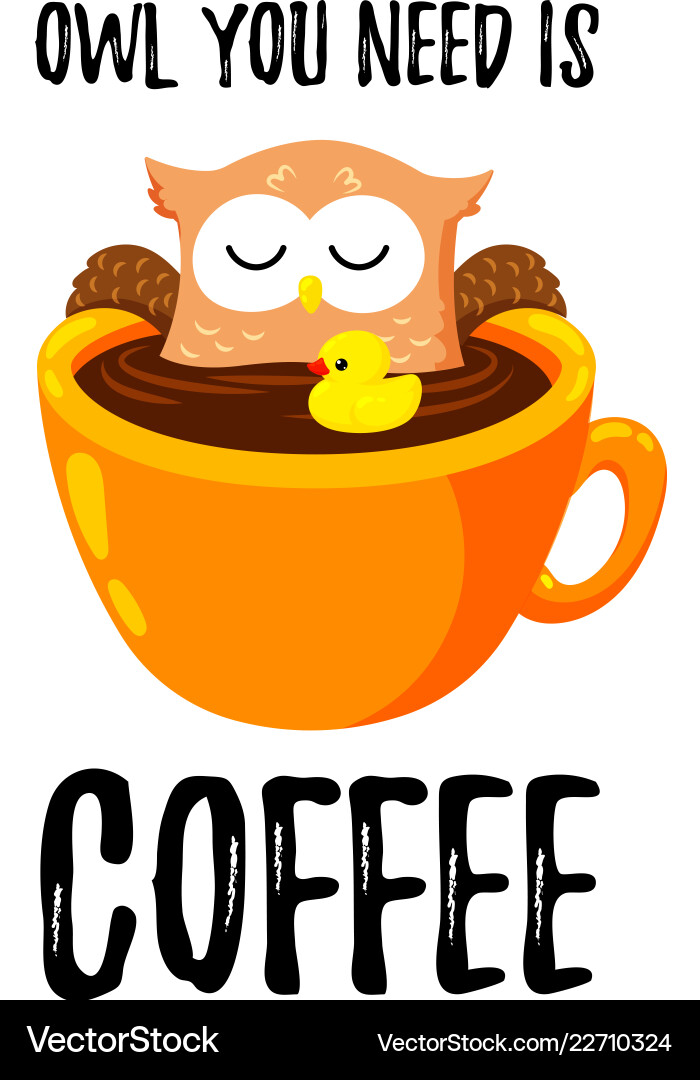 Niedliche Cartoon Eule Bäder in einer Tasse Kaffee Niedliche Cartoon Eule Bäder in einer Tasse Kaffee vektorbild