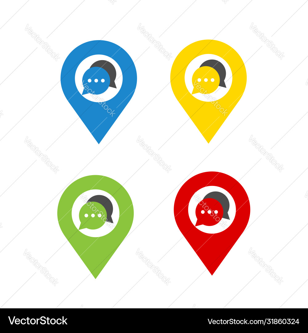 Set bunte Welt Map Pointer Nachricht Blase Set bunte Welt Map Pointer Nachricht Blase Vektorbild