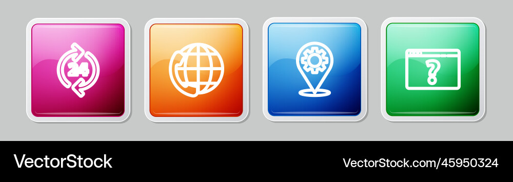 Set line telephone 24 hours support location Vector Image