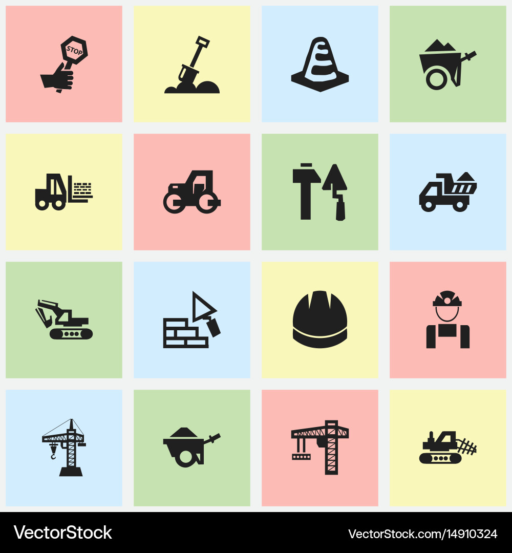 Set of 16 editable structure icons includes vector image
