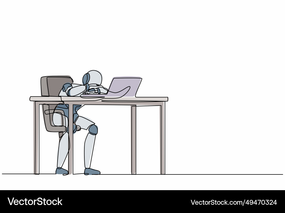 Single one line drawing robot throwing tantrum Single one line drawing robot throwing tantrum vector image