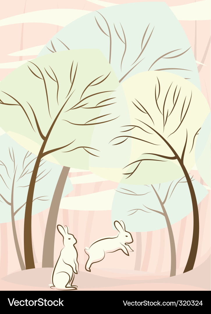 Trees and rabbit vector image