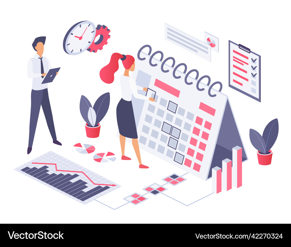 Working time management increasing productivity Vector Image