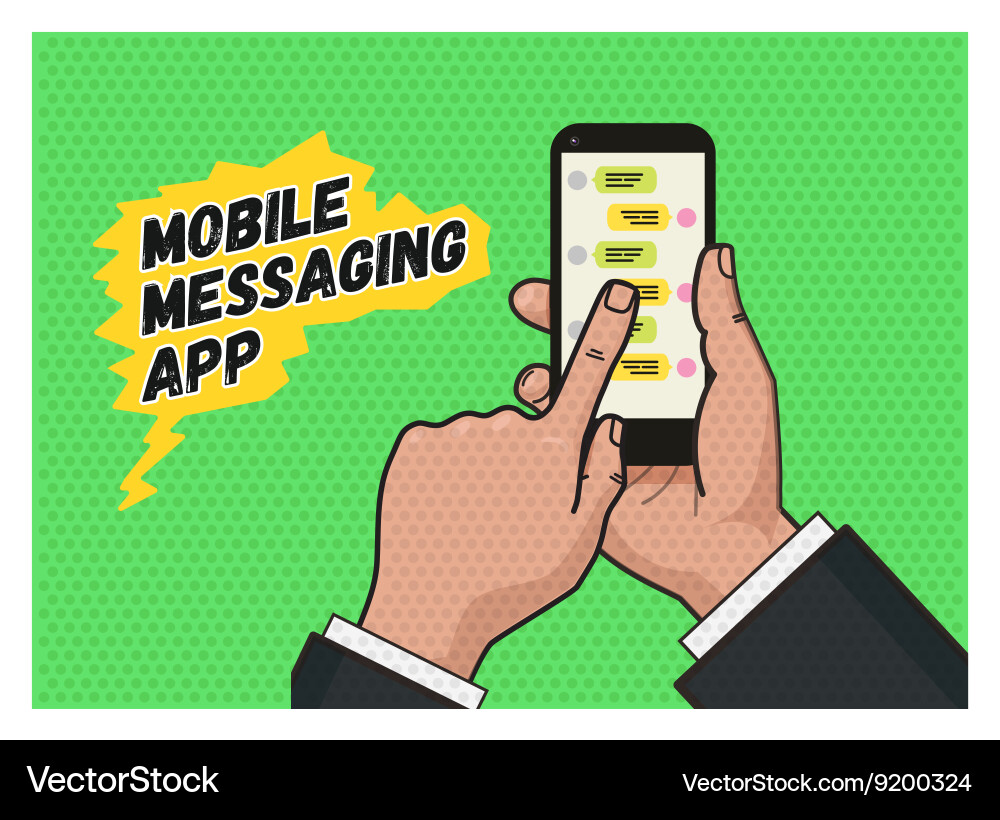 Writing a message on mobile app pop art Vector Image