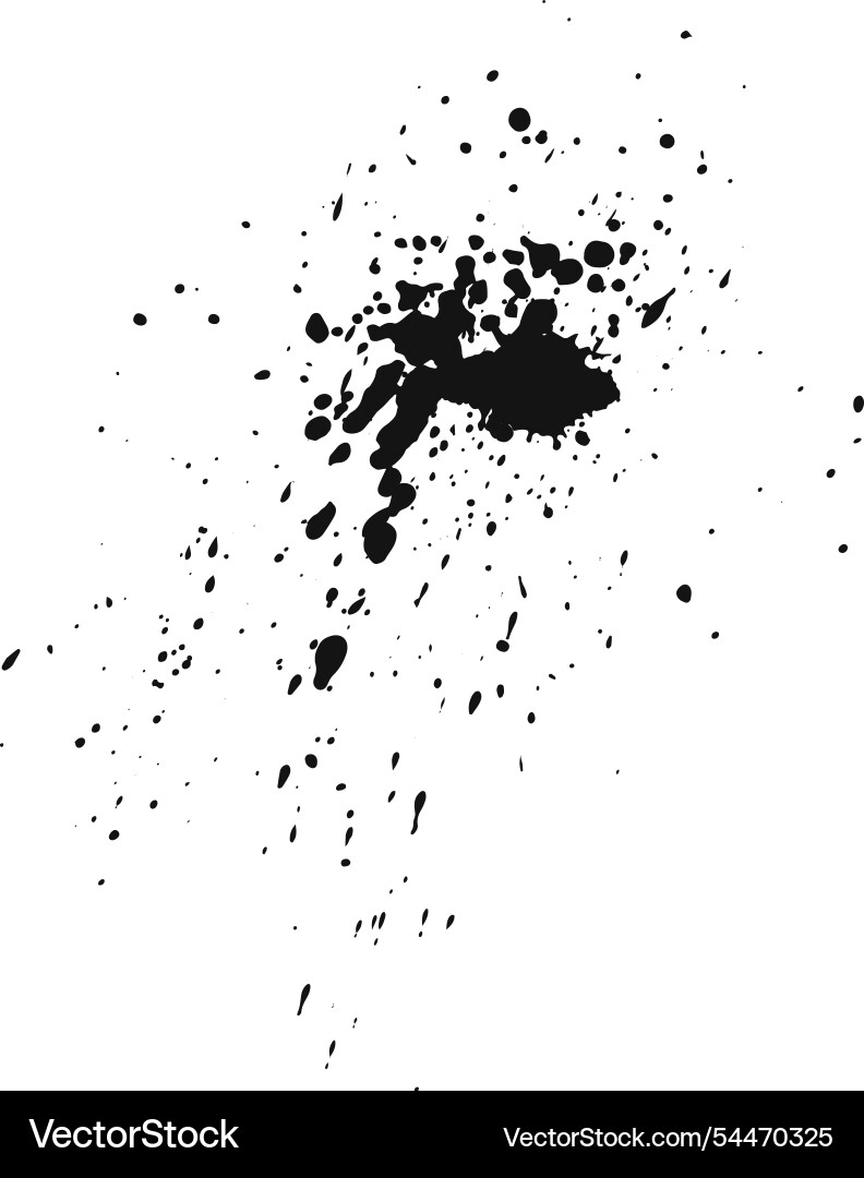 Black ink splatters dramatically against Vector Image
