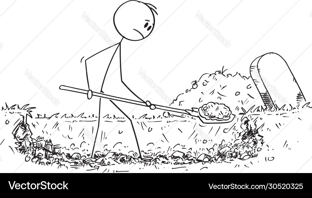 Cartoon man digging grave Cartoon man digging grave vector image