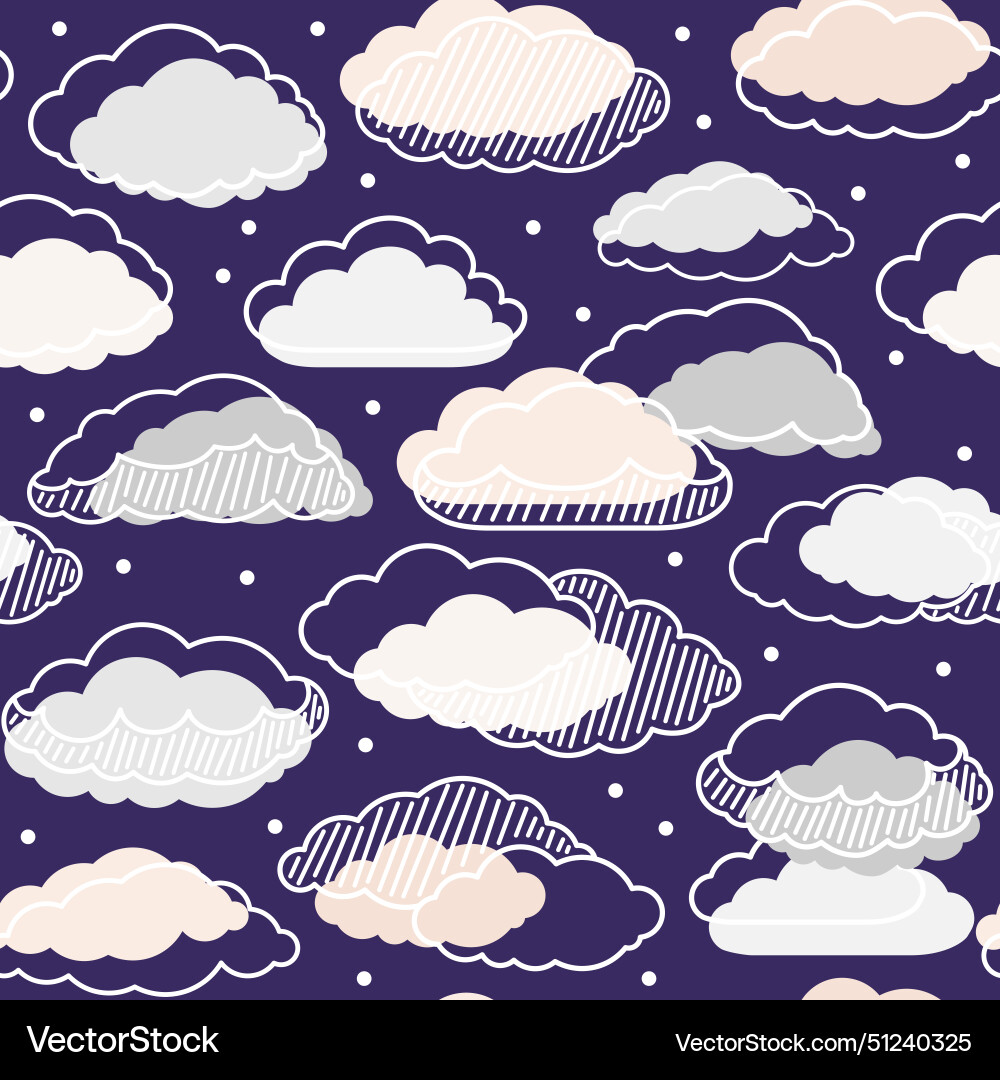 Cloud seamless pattern with lines striped Vector Image