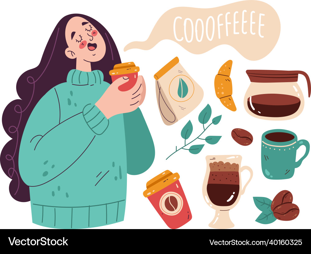 Coffee Girl with Takeaway Cup Vector Image