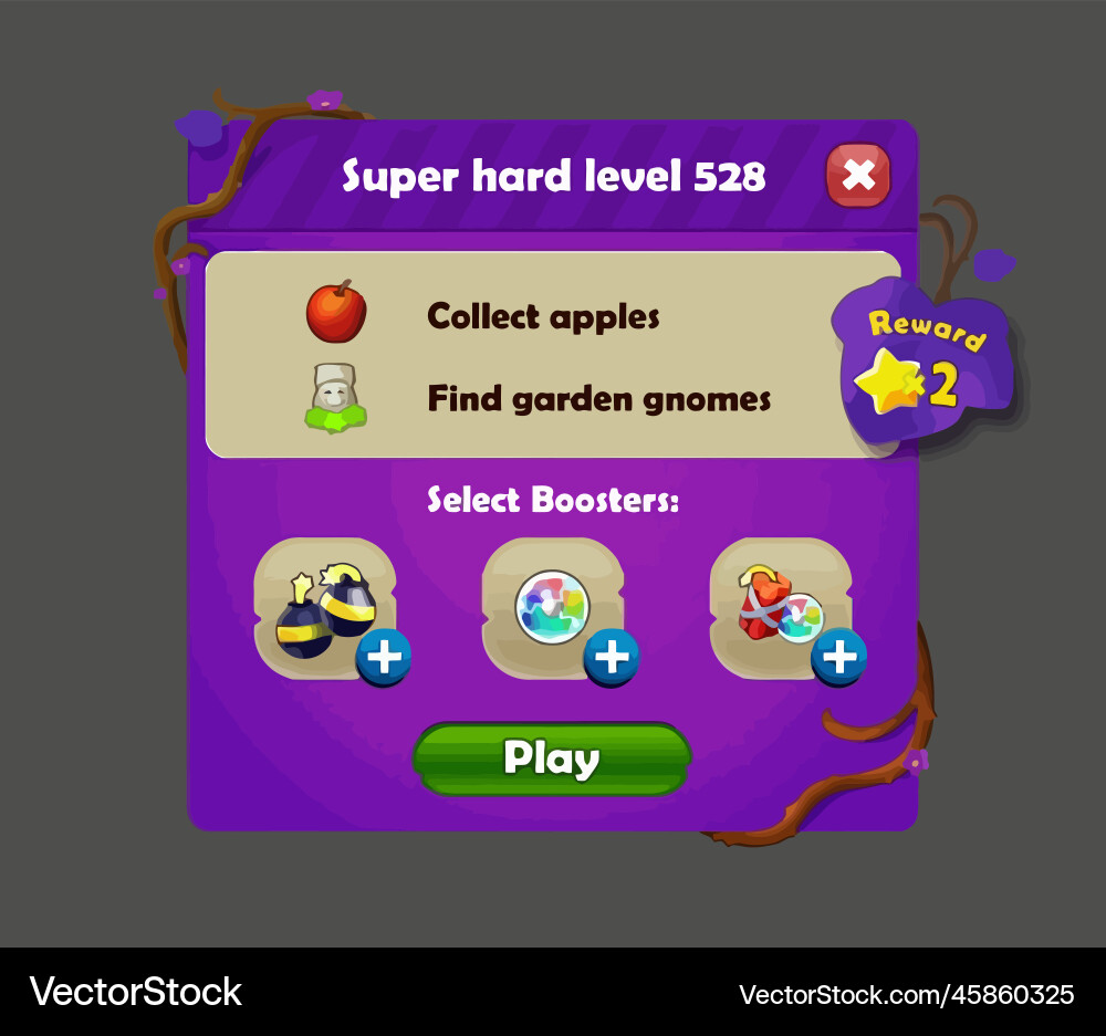 Complete set of level button game ui pop-up icon vector image
