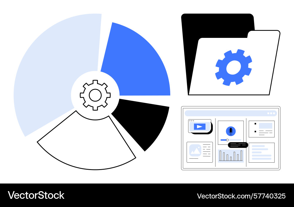 Data management and optimization represented Data management and optimization represented vector image