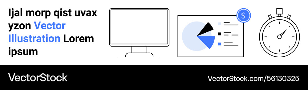 Data presentation with charts computer screen vector image