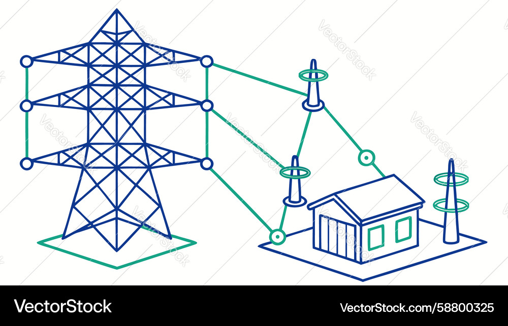 Energy grid network connecting power source Vector Image