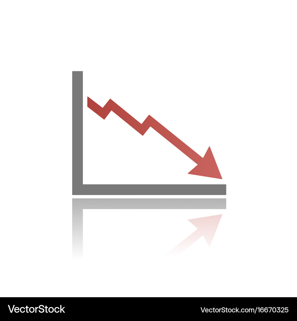 Falling Chart Icon with Red Reflection vector image