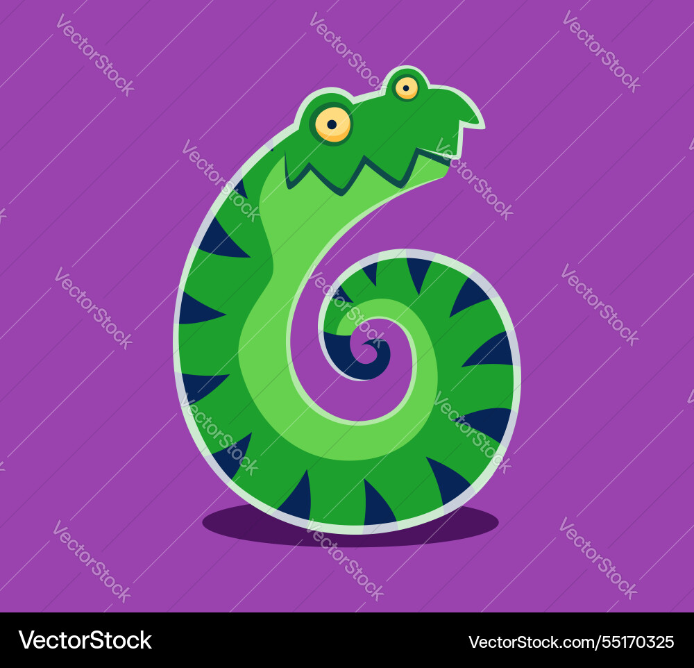 Halloween font digit 6 six cute monster character Halloween font digit 6 six cute monster character vector image