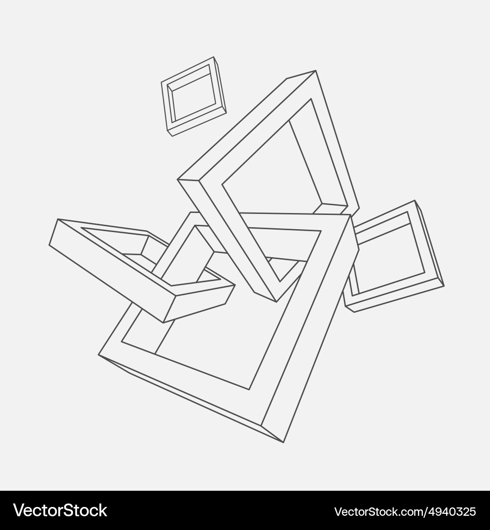 Interlocking 3D Frames vector image